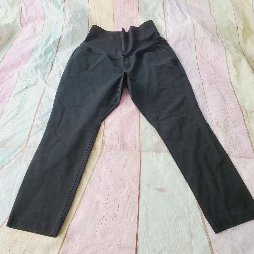 Old Navy Maternity Pants Womens Size 16 Black Cotton Blend Pockets Stretch